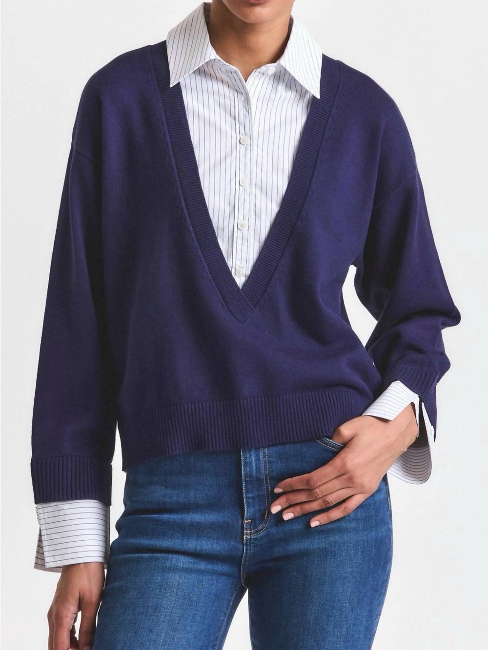 NWT Derek Lam Deep Navy V-Neck Pullover Sweater